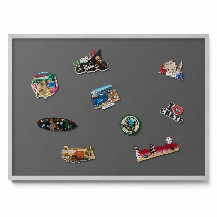 Tulup Magnettafel Metall Dunkelgrau B: 70 cm, H: 50 cm mit silbernem Rahmen - Bild 2