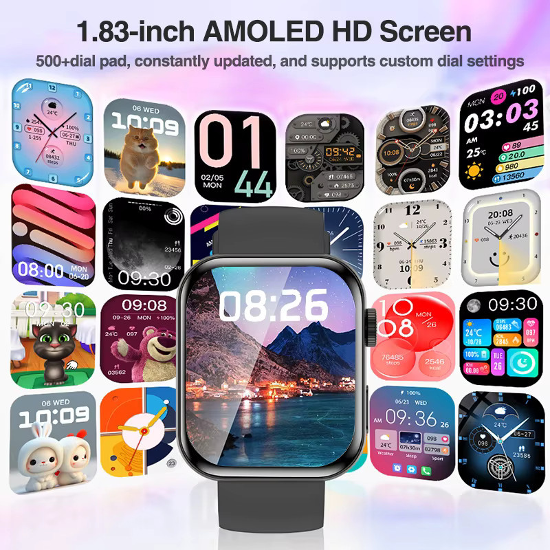 GUHUAVMI Smartwatch mit AMOLED Display, Bluetooth Anruf, GPS, Herzfrequenzmessung und Wasserdichtigkeit, Silber/Schwarz, Unisex - Bild 5