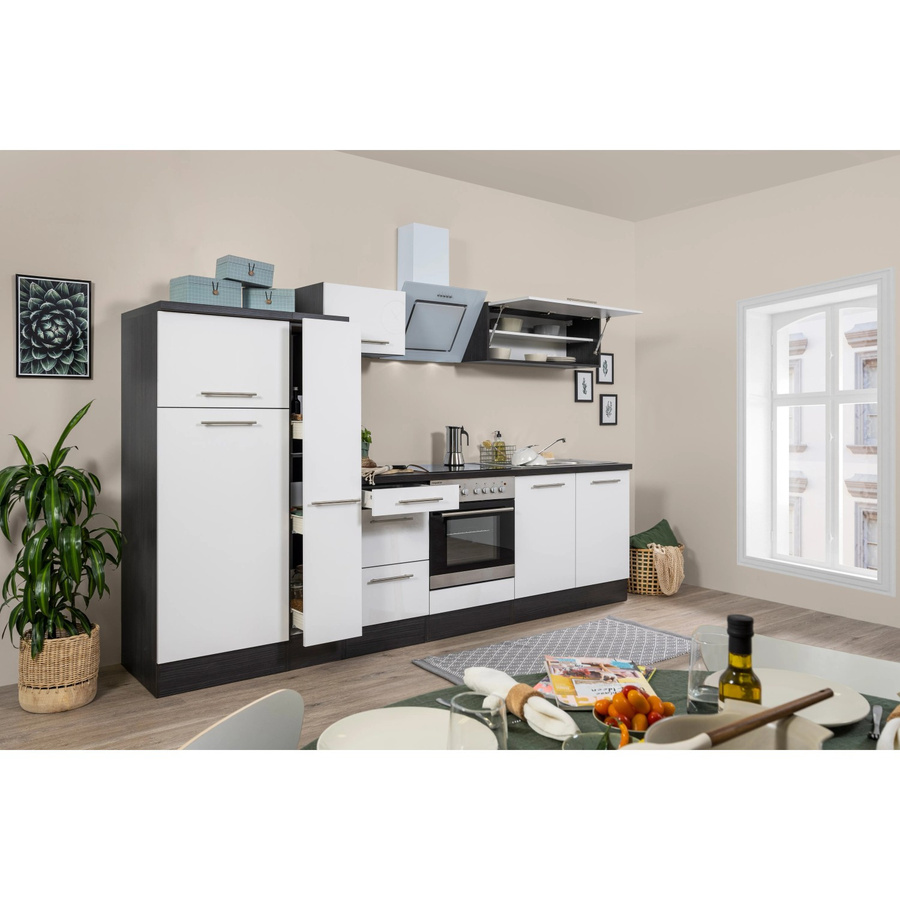 Respekta Premium Küchenzeile modern in Weiß und Grau Hochglanz mit Soft-Close-Türen, Breite: 300 cm - Bild 2