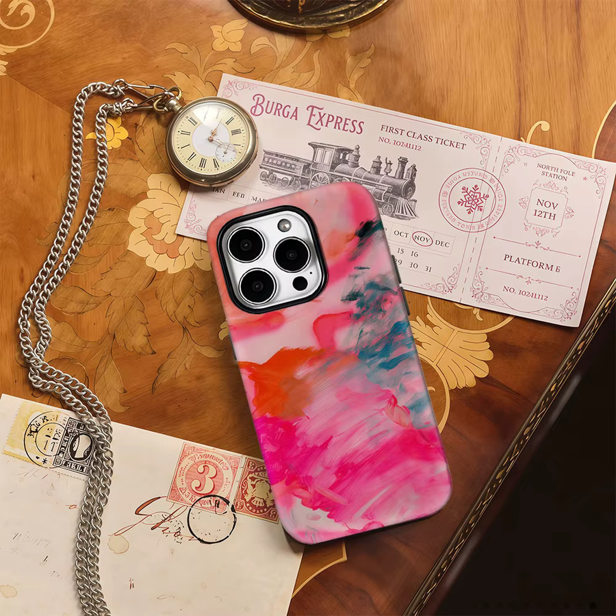Potdemiel Handyhülle mit rosa abstraktem Wirbel-Design für iPhone 11 bis iPhone 17 Pro Max Plus mit doppellagiger Rückseite - Bild 3