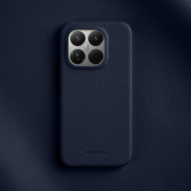 Melkco Echtleder Handyhülle mit Litschi-Muster für Xiaomi 15T Pro, Mi 15 Ultra, Xiaomi 13 und 14 in Dunkelblau - Bild 1