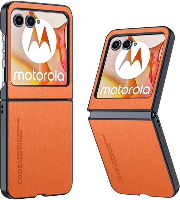 Luxus PU Leder Schutzhülle für Motorola Razr 60 Ultra, Razr 50 Ultra und Razr 50 in Orange - Bild 1
