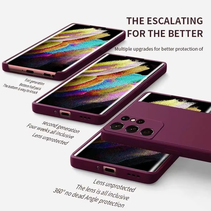 Stoßfeste Flüssigsilikonhülle aus weichem TPU für Samsung Galaxy S25 Edge, S24 FE, S23, S22 und S21 Ultra Plus in Blau und Lila - Bild 4