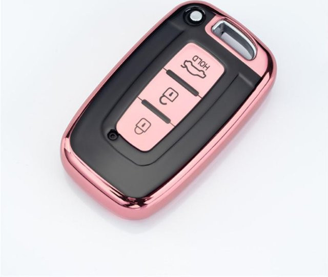 TPU 3-Knopf Smart Schlüsselhülle für Hyundai I35 Sonata Elantra und Kia Ray K2 K5 New Sportage in Pink und Multicolour - Bild 1