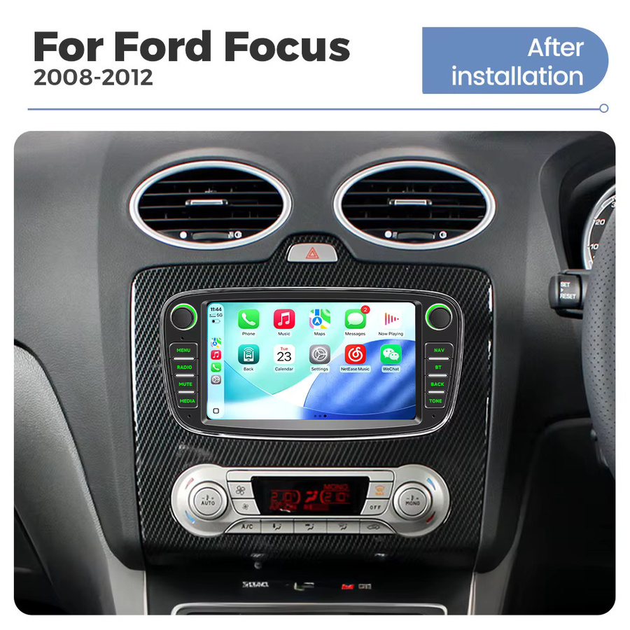 MEKEDE 7 Zoll Android Autoradio mit Linux-System für Ford Focus Mk2 S-Max Mondeo Galaxy C-Max, kabelloses CarPlay und Android Auto, Schwarz - Bild 2