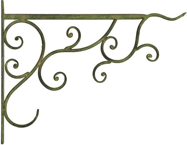 Esschert Design Wandhalterung für Blumenampel im Vintage-Stil aus Metall, Farbe Grün Patiniert - Bild 1