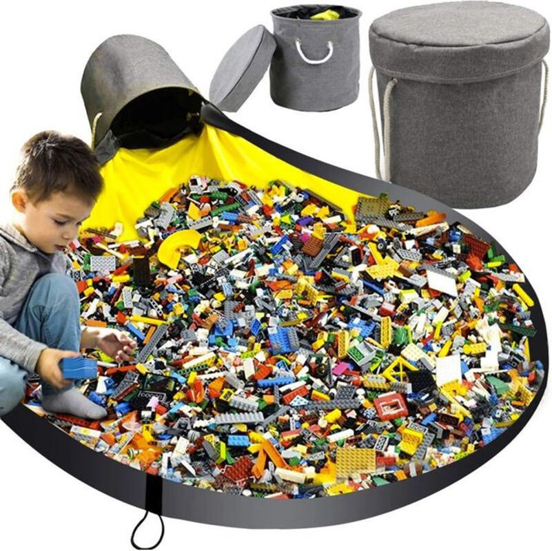 Kruzzel Spielzeugkorb mit Spielmatte für Kinder, mehrfarbig, rund, Textil und Kunststoff - Bild 1