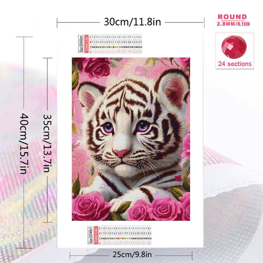 EverShine Diamant-Mosaik Bastelset Tiger mit Strasssteinen in Multicolour, Tischmodell - Bild 2