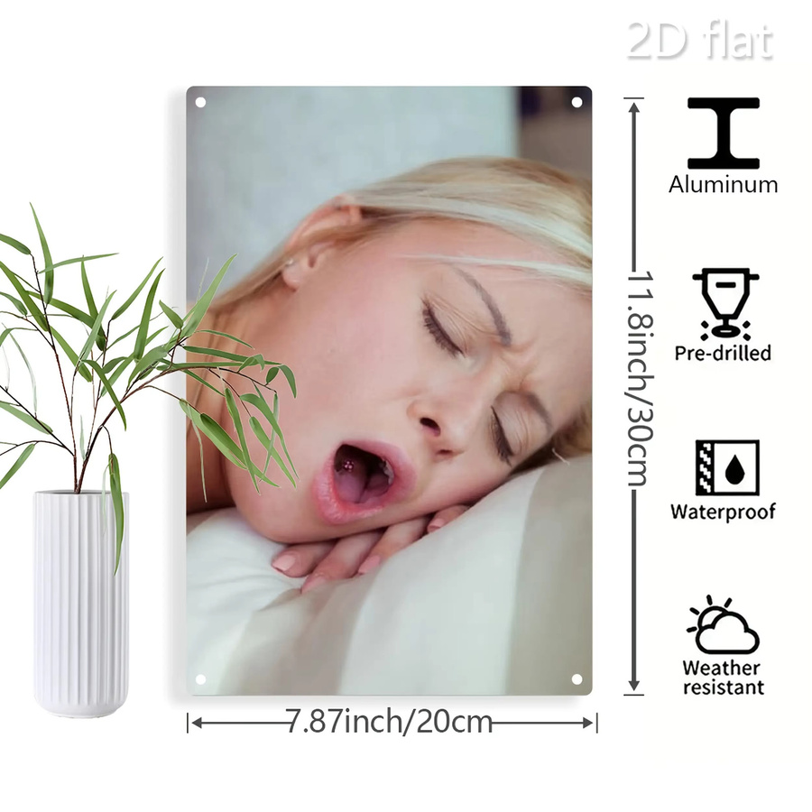 CIFBUY Aluminium-Wandkunst Yawning Lady Modernes Porträt in Mehrfarbig, Rechteckig, Breite: 30,0 cm, Höhe: 20,0 cm - Bild 2