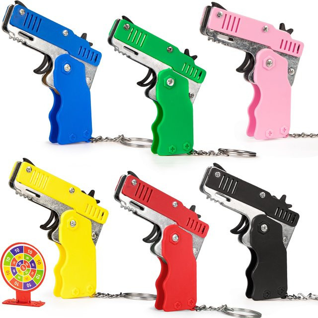 unilabo Gummibandpistole, Spielzeugpistole, faltbar, blau - Bild 1