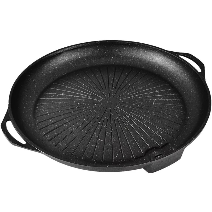 KOSUN Koreanische Grillpfanne aus Aluminiumguss, antihaftbeschichtet, Schwarz, für Gas- und Induktionsherd geeignet - Bild 6