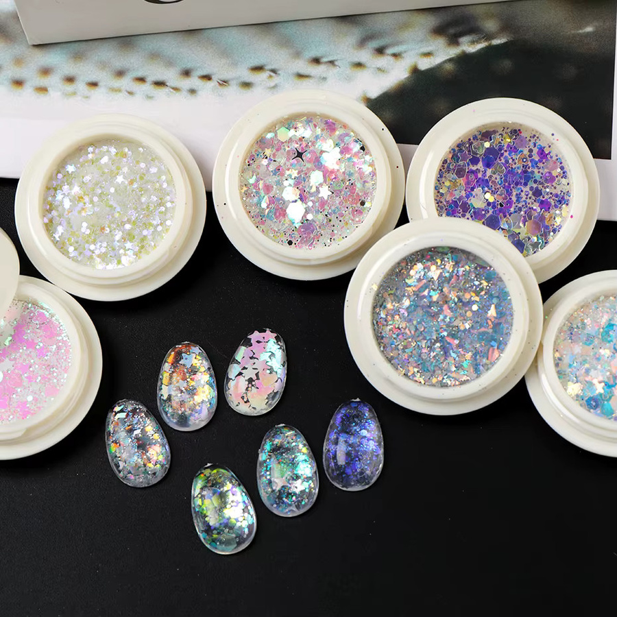 Full Beauty Nageldekoration Glitzerflocken, Schimmernd, 6 Boxen - Bild 5