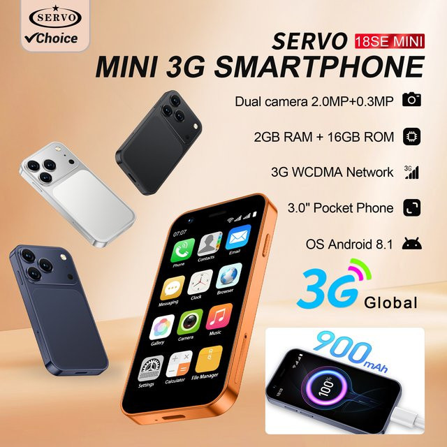 SERVO 18SE Mini Android Smartphone in Blau mit 3,0 Zoll Display, 16GB Speicher, 3G WCDMA, WLAN und Gesichtserkennung - Bild 1