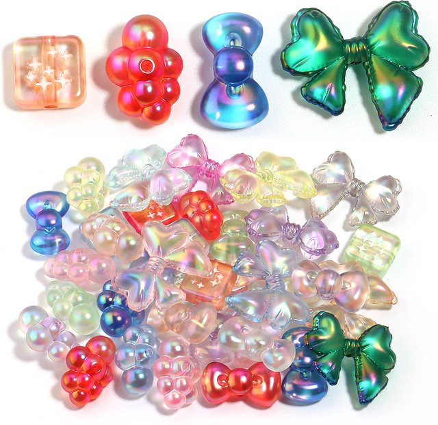 lingsai Spacer-Perlen Acryl, Bunt, Schleifenform, Wolkenform, quadratische Form, Unisex - Bild 1