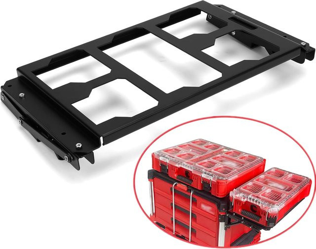 Milwaukee Packout Klappbarer Arbeitstisch mit seitlicher Aufbewahrung, Schwarz - Bild 1