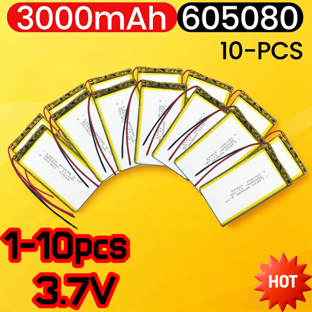 NDNNAS Lithium-Polymer-Li-Ion-Akku 3,7V 3000mAh 605080 für Bluetooth-Lautsprecher, Luftreiniger und Handheld-Schönheitsgeräte - Bild 1
