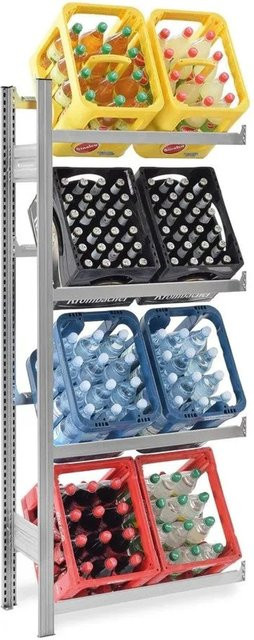 PROREGAL Getränkekistenregal Stecksystem aus verzinktem Stahl mit 4 Ebenen, H x B x T: 175 x 75 x 30 cm - Bild 1