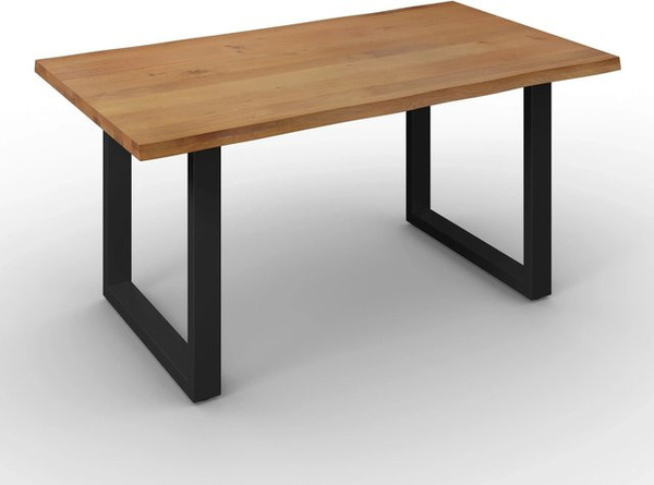 Bessagi Home Esstisch Dan aus Echtholz in Eichefarben mit Live Edge Design, B/T/H: 180 x 90 x 76 cm