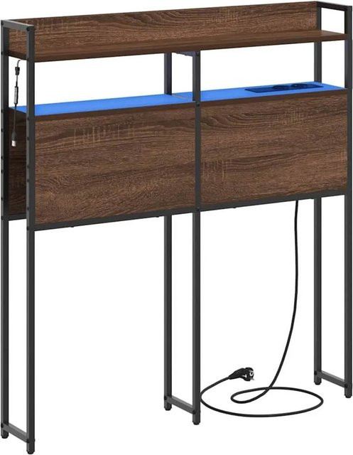 vidaXL Aufbewahrungskopfteil in Eiche Braun mit integrierter Beleuchtung, Regal und USB-Ladeanschluss - Bild 1