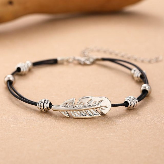 Lucky Star Jewelry Fußkette Kunstleder, Feder, Zirkon, Unisex - Bild 1