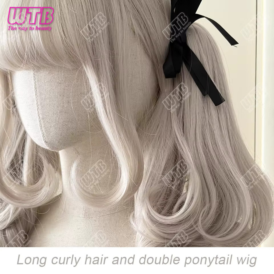 WTB Lolita Synthetik-Perücke, doppelter Pferdeschwanz, lockig, Damen - Bild 2