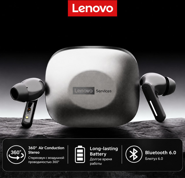 Lenovo LE209 Gaming-Headset kabellose Bluetooth 6.0 In-Ear Sport-Ohrhörer mit Mikrofon in Schwarz und Grau - Bild 1