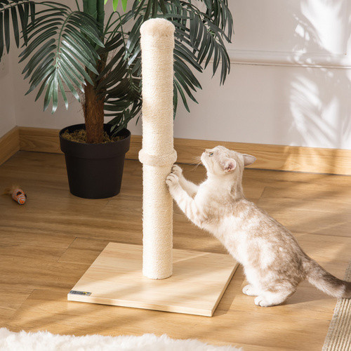 PawHut Kratzbaum für Katzen aus Sisal und Spanplatte mit integriertem Spielzeug, beige, B/T/H: 34 x 34 x 60 cm - Bild 2