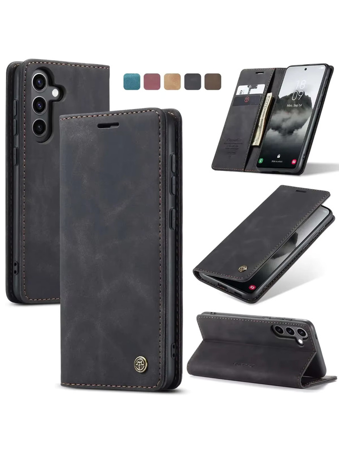 Rote Flip-Lederhülle als Brieftaschen-Cover für Samsung Galaxy S25 S26 Ultra S24 Ultra S23 FE S22 S21 S20 Plus A17 A16 A36 A56 A15 A55 A35 - Bild 7