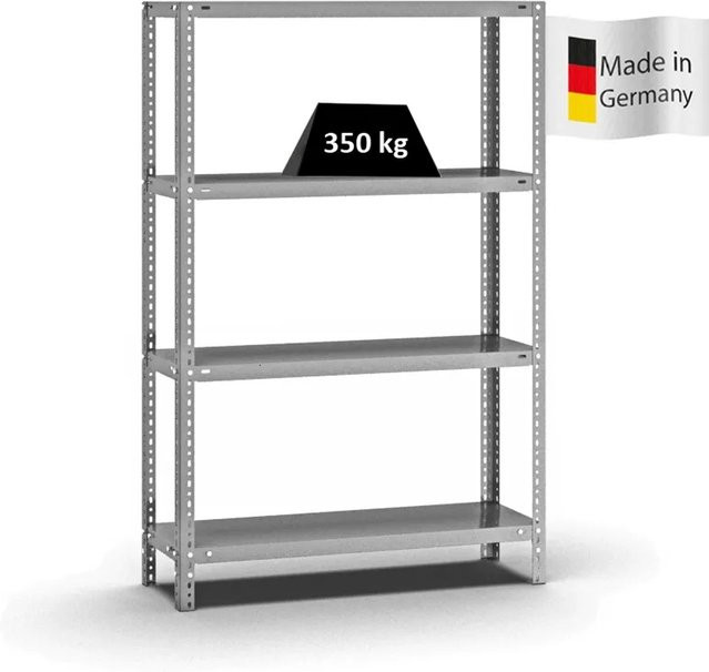 PROREGAL Heavy-Duty Fachbodenregal mit Schraubsystem, verzinkt, Farbe: Silber, H x B x T: 150 x 100 x 30 cm, 4 Ebenen, beidseitig nutzbar - Bild 1