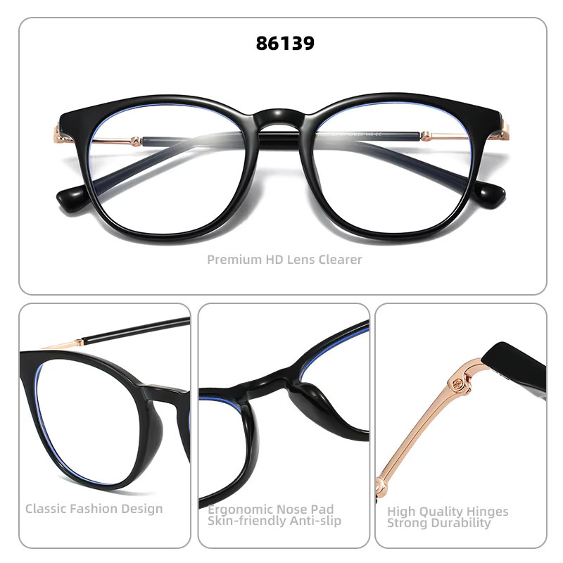 Rooftrellen Korrektionsbrille Cat Eye, TR90, Vollrand, Schwarz, Damen - Bild 2