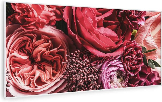 Klarstein Wonderwall Air Art Smart Infrarotheizung mit App-Steuerung und Blumenmotiv in Weiß, B: 120 cm, H: 60 cm, 700 W - Bild 1