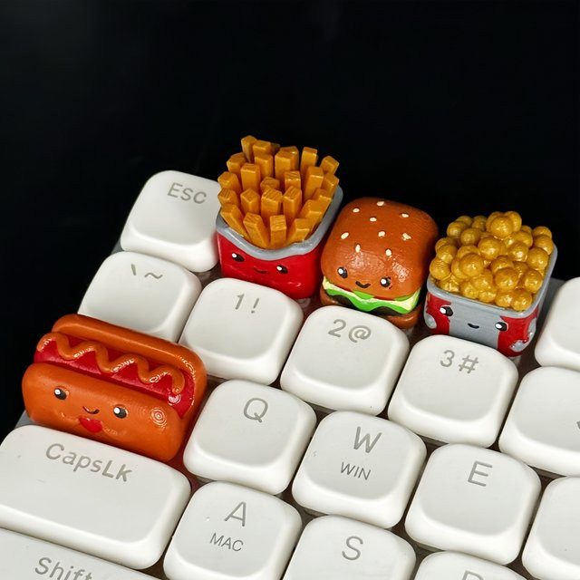 Kawaii Hamburger Tastenkappen für mechanische Tastaturen mit Kreuzachse in Multicolour - Bild 1