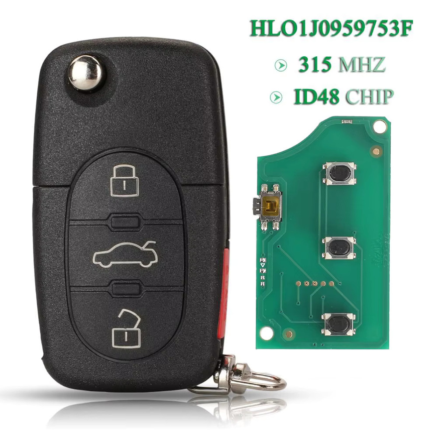 Jingyuqin 4-Tasten Smart-Fernbedienungsschlüssel für VW Volkswagen Beetle Golf mit ID48 Chip 315MHz FCC HLO1J0959753F in Schwarz - Bild 2