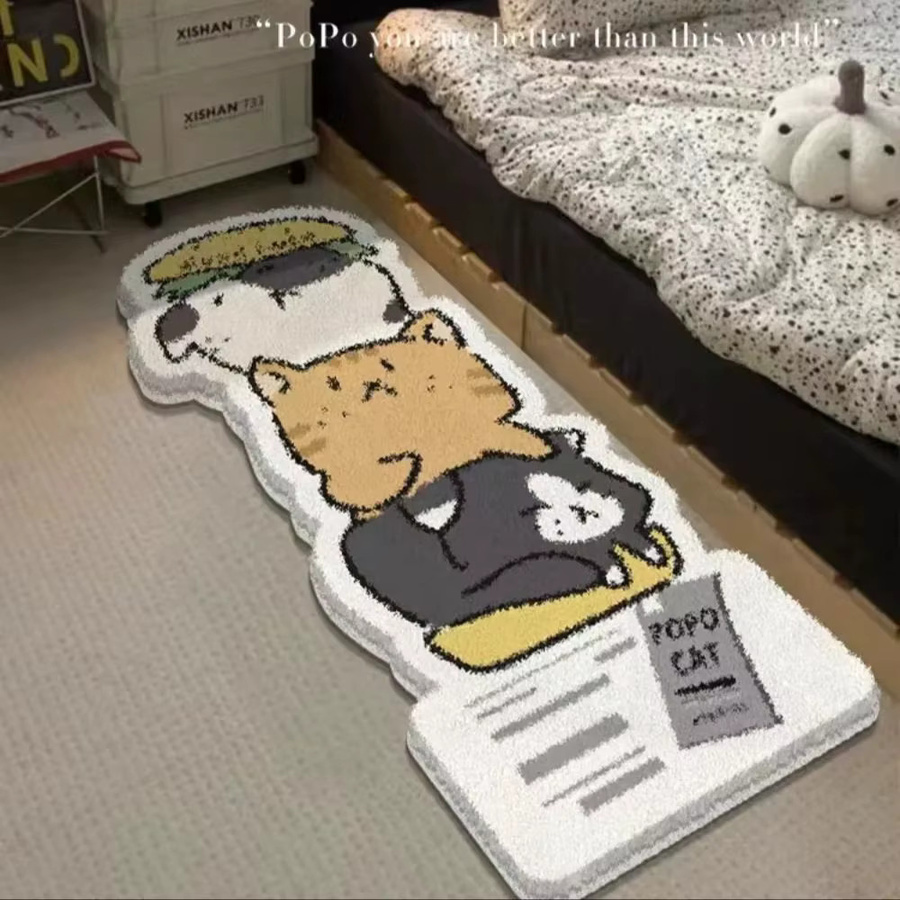 VIKAMA Cartoon-Plüschteppich für Kinderzimmer, weicher Nachttischläufer in Multicolour, B/T/H: 120 x 40 x 1 cm - Bild 4