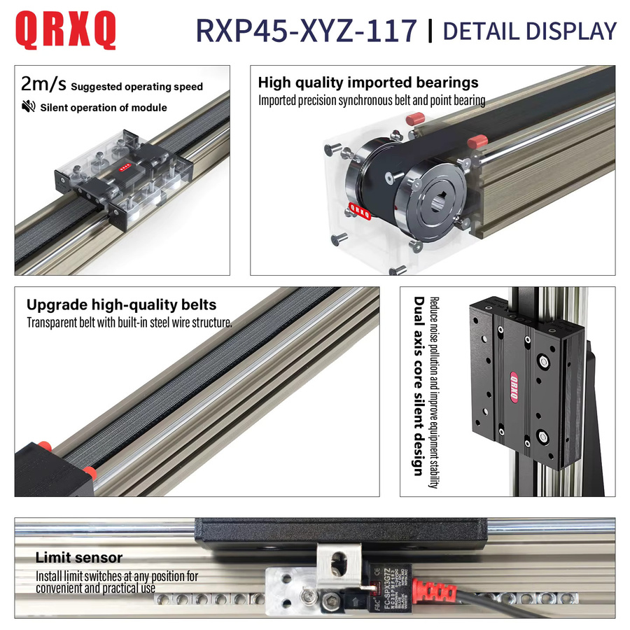QRXQ RXP45XYZ-H Xyz Linearmodul Portal mit Gleitender Synchronriemen-Linearführung und Staubdichtem CNC-Portal - Bild 3