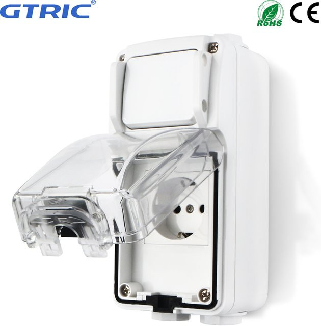 GTRIC Außensteckdose IP65 wasserdicht in Weiß für Garten und Werkstatt, 250 V, 16 A - Bild 1