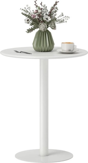 HOMCOM Esstisch modern aus Stahl in Weiß, runder Tisch für Küche, Esszimmer oder Homeoffice, B/T/H: 60 x 60 x 72 cm - Bild 1