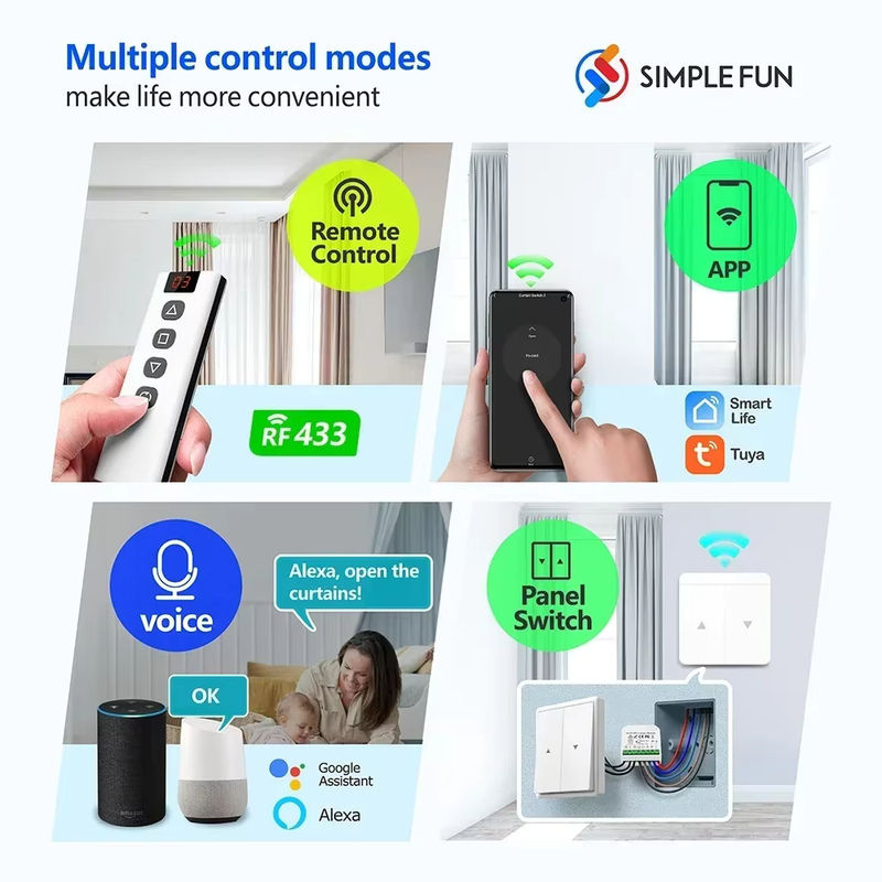 Tuya Smart Life WLAN RF Vorhang-Smart-Schalter Modul für Rolladen und Fensterjalousien in Weiß mit 5-in-1 Fernbedienung, Timer und Kompatibilität für Google Home und Alexa - Bild 3