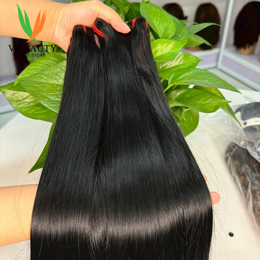 MAKI Echthaar-Bündel, Unbehandeltes Doppelt Gezogenes Jungfrauenhaar, Schwarz, Damen - Bild 5