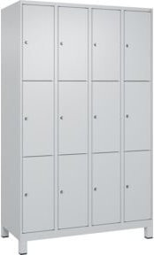 C+P Schließfachschrank Classic PLUS mit 4 Abteilen und Füßen, Farbe Lichtgrau, B/T/H: 120 x 50 x 195 cm - Bild 1