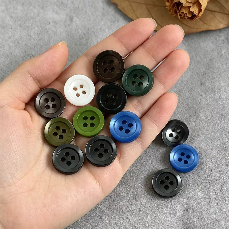 Runde Harzknöpfe mit 4 Löchern für Kleidung und DIY-Projekte, grün und mehrfarbig, Durchmesser: 11,5 mm - Bild 2
