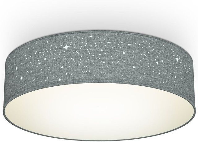 B.K.Licht Deckenleuchte aus Stoff in Grau, rund, 2 x E27 max. 40W, Durchmesser: 38 cm - Bild 1