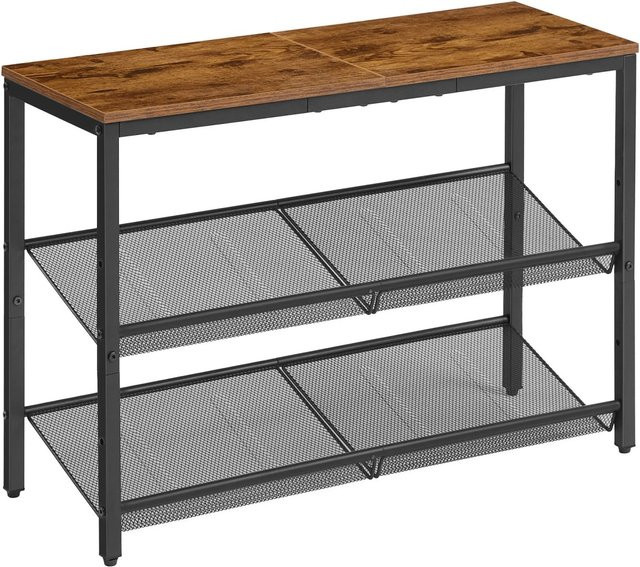 Vasagle Schuhregal mit 3 Ebenen im Industriedesign, Braun, B/H/T: 75 x 28 x 53 cm - Bild 1