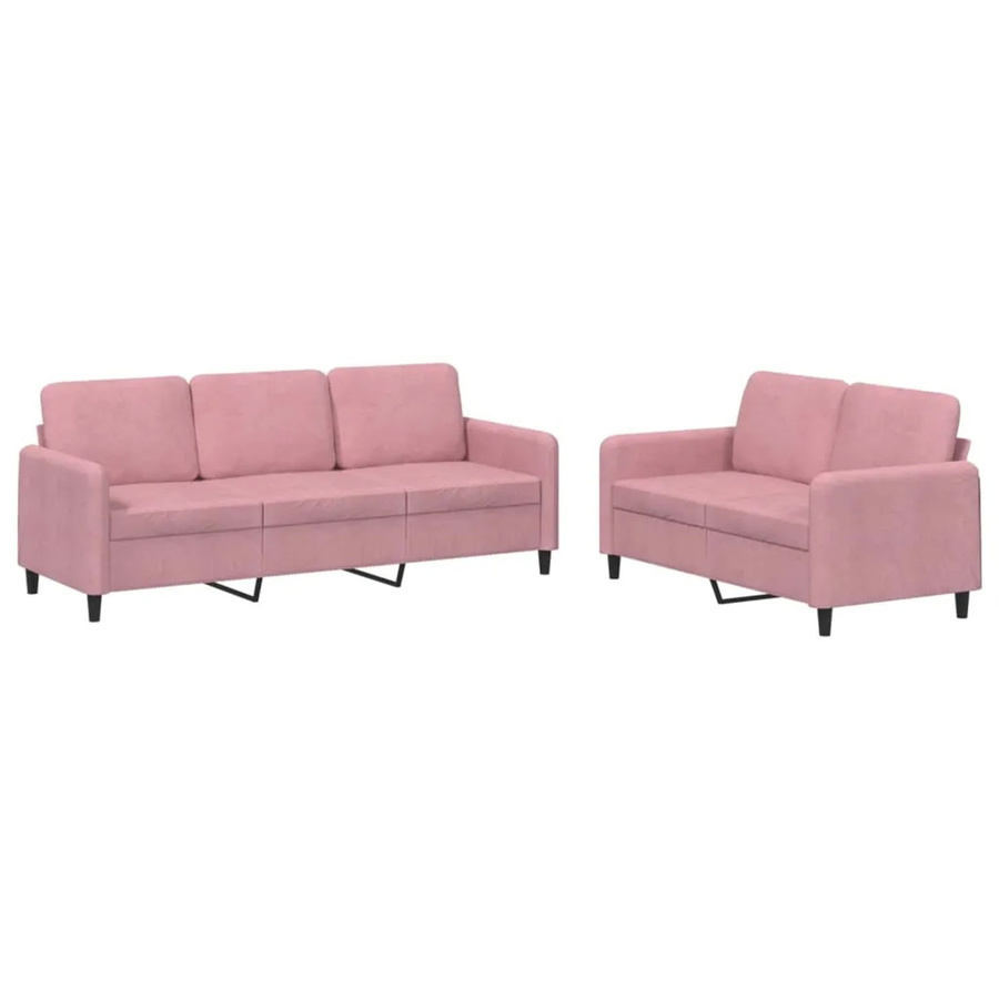 vidaXL 2-teilige Sofagarnitur aus Samt in Rosa - Bild 1