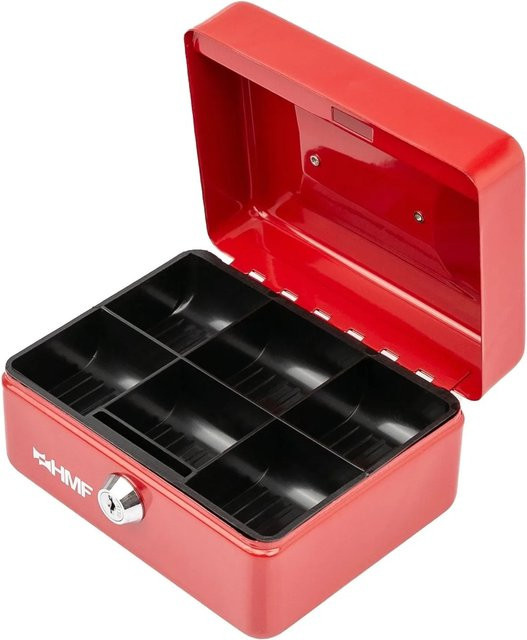 HMF Geldkassette mit Münzeinsatz in Rot, B/T/H: 15 x 12 x 8 cm - Bild 1