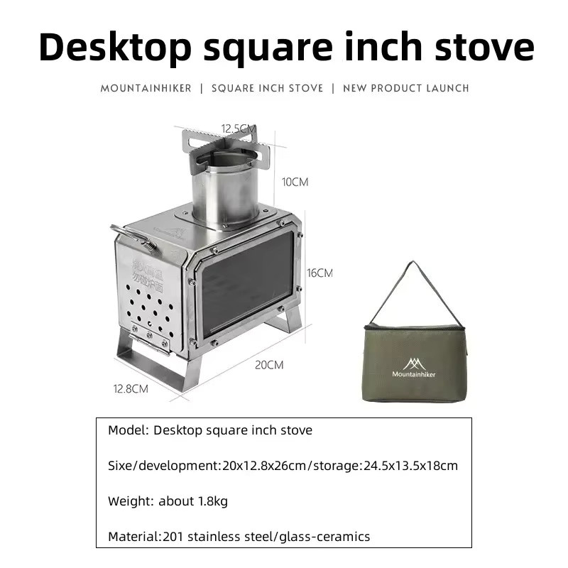 MOUNTAINHIKER Upgrade Holzofen aus Edelstahl in Silber für Outdoor, Picknick und Camping, B/T/H: 26,0 x 20,0 x 20,0 cm - Bild 2