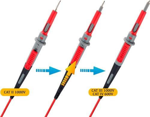 Voltcraft MS-4PS Sicherheits-Messleitung mit 4mm Sicherheits-Stecker und Prüfspitze, Länge: 1,00 m, Schwarz und Rot - Bild 1