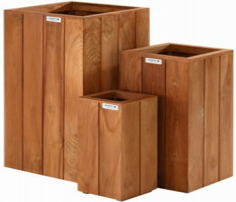 Viereckiger Blumenkasten aus Hartholz, B/T/H: 40 x 40 x 90 cm - Bild 1