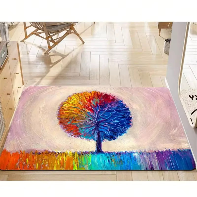 VIKAMA Fußmatte mit Blättermuster in Multicolour, rechteckiger Teppich für Wohnzimmer, Küche und Badezimmer, B/T: 60 x 40 cm - Bild 2