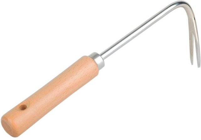 CosyHome Hand Unkrautzieher in V-Form aus Edelstahl mit Griff in Beige für die Gartenarbeit - Bild 1